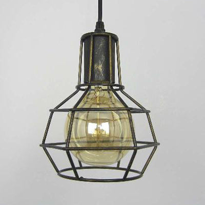 Globe Coffee Shop Hanging Lamp Loft Retro Metallic 1 Head Gold/Silver Finish Pendant Light armatuur met draadframe