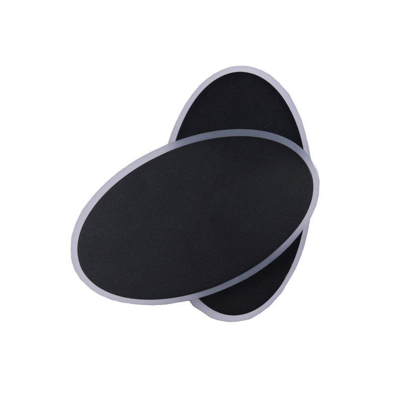 Double Oval Bedside Wall Lighting Aluminum LED Simple Wall Sconce Lamp in Black, White/Warm Light