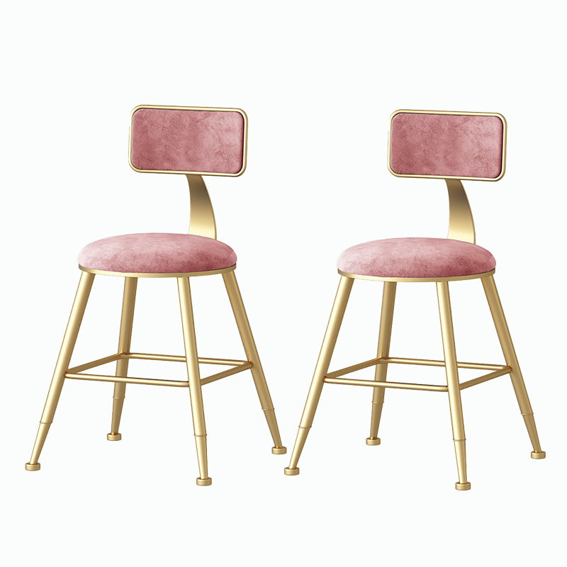 Nordic Style Backrest Counter Stool Iron Cafe Bar Stool with Velvet Cushion and Pedal