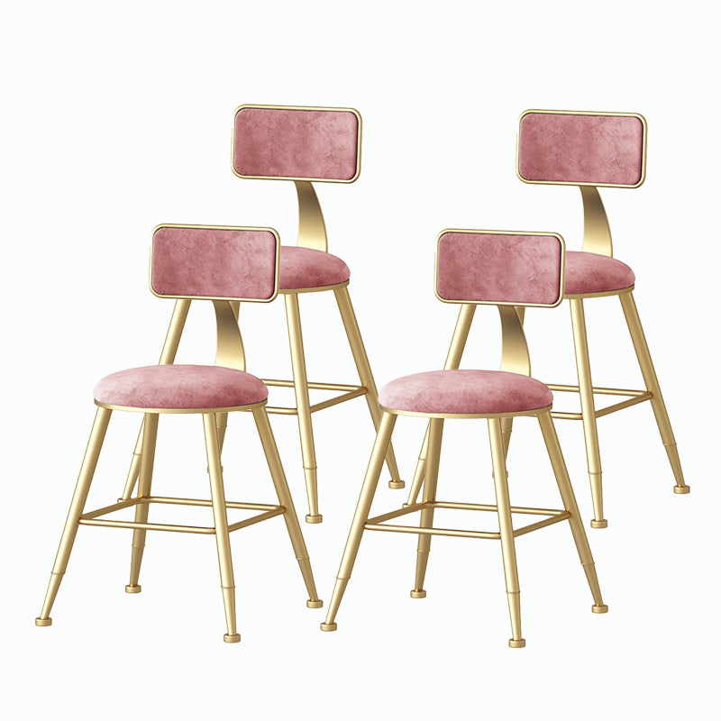 Nordic Style Backrest Counter Stool Iron Cafe Bar Stool with Velvet Cushion and Pedal
