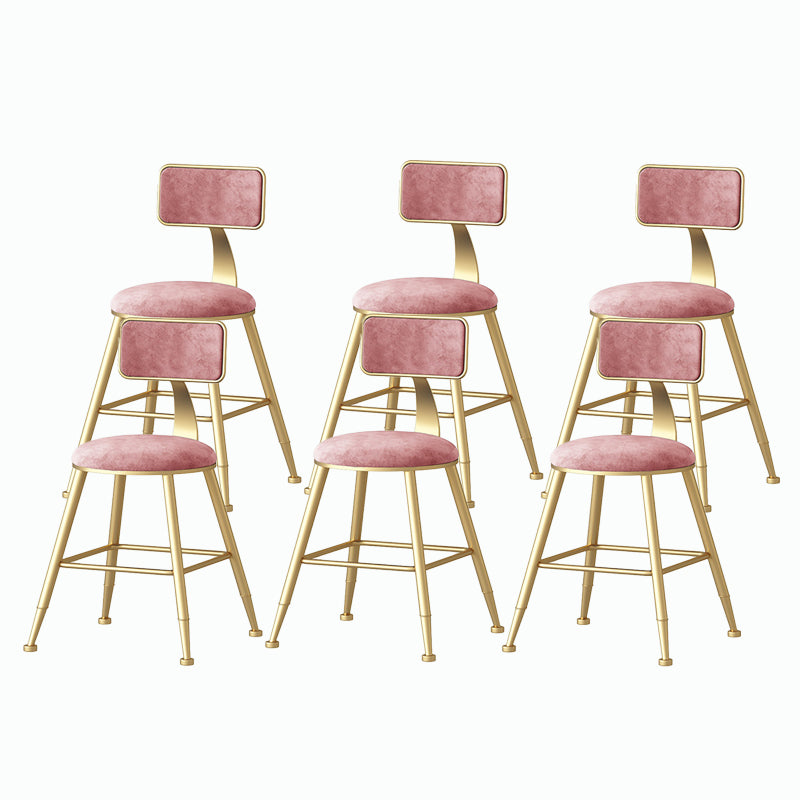 Nordic Style Backrest Counter Stool Iron Cafe Bar Stool with Velvet Cushion and Pedal