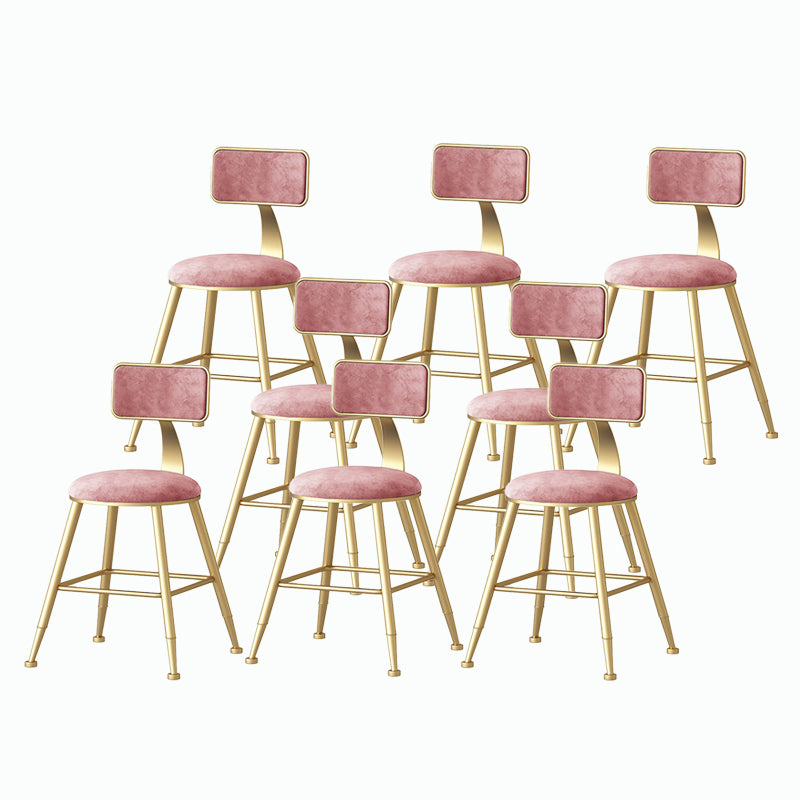 Nordic Style Backrest Counter Stool Iron Cafe Bar Stool with Velvet Cushion and Pedal
