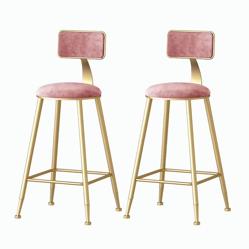 Nordic Style Backrest Counter Stool Iron Cafe Bar Stool with Velvet Cushion and Pedal