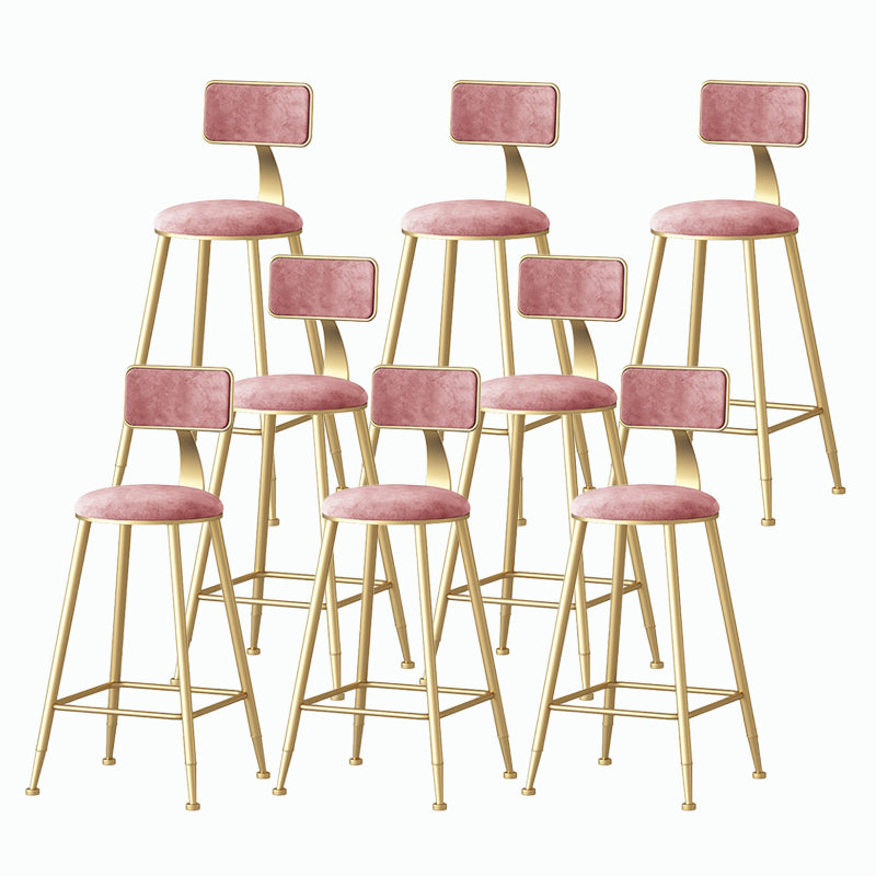 Nordic Style Backrest Counter Stool Iron Cafe Bar Stool with Velvet Cushion and Pedal