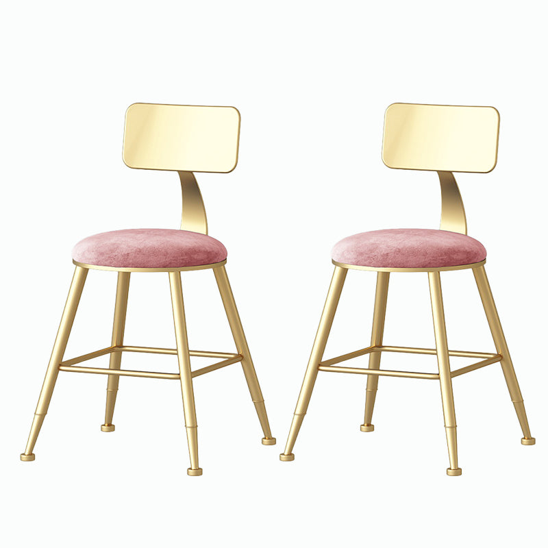 Nordic Style Backrest Counter Stool Iron Cafe Bar Stool with Velvet Cushion and Pedal