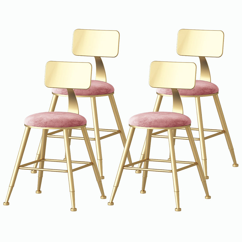 Nordic Style Backrest Counter Stool Iron Cafe Bar Stool with Velvet Cushion and Pedal