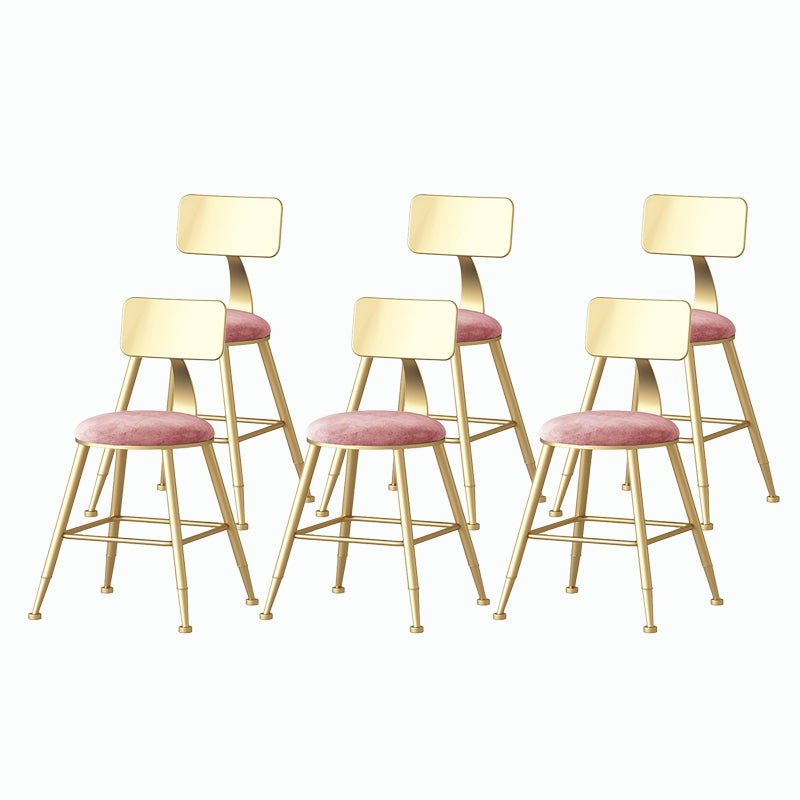 Nordic Style Backrest Counter Stool Iron Cafe Bar Stool with Velvet Cushion and Pedal