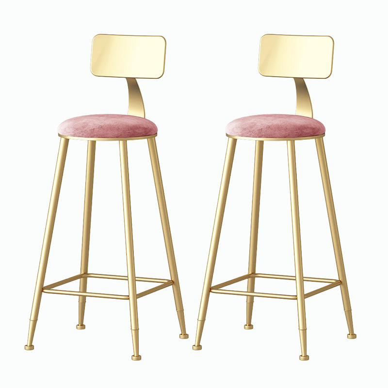 Nordic Style Backrest Counter Stool Iron Cafe Bar Stool with Velvet Cushion and Pedal
