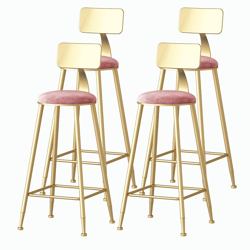 Nordic Style Backrest Counter Stool Iron Cafe Bar Stool with Velvet Cushion and Pedal