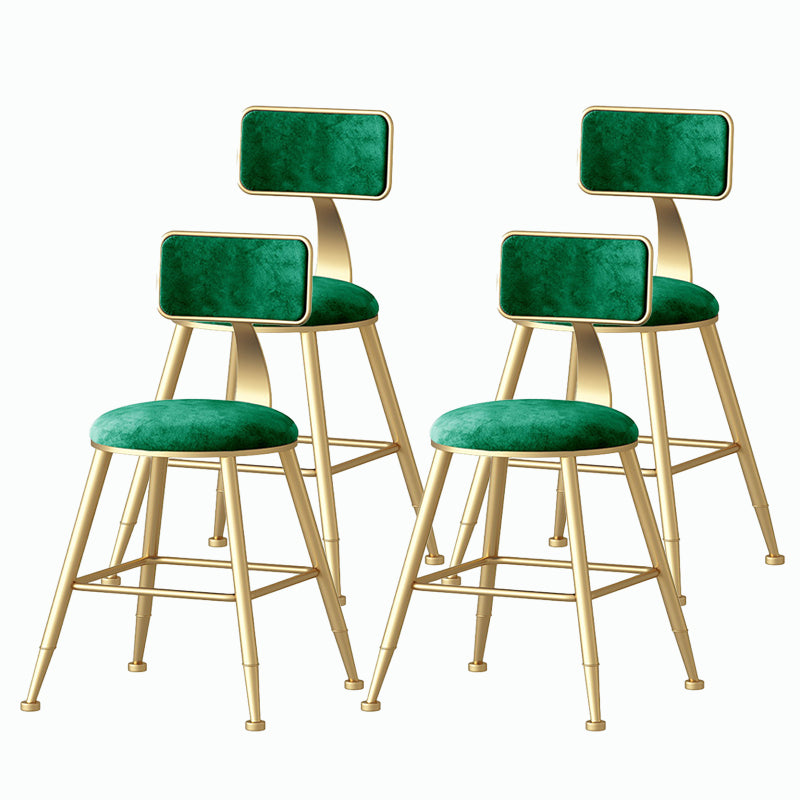 Nordic Style Backrest Counter Stool Iron Cafe Bar Stool with Velvet Cushion and Pedal