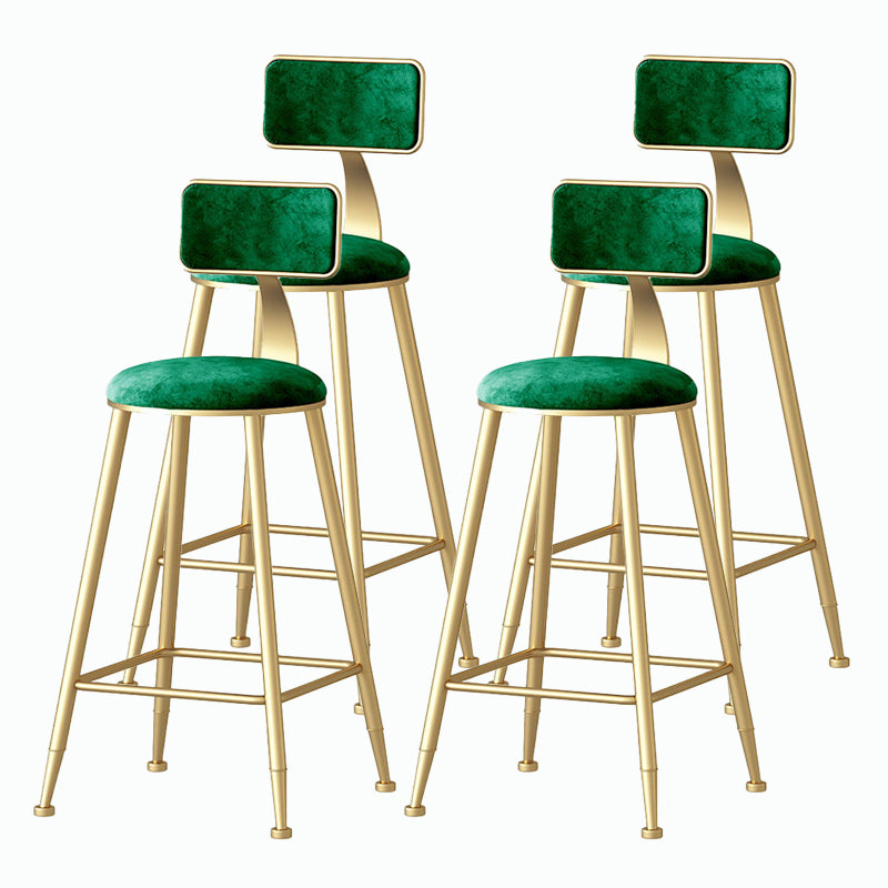 Nordic Style Backrest Counter Stool Iron Cafe Bar Stool with Velvet Cushion and Pedal