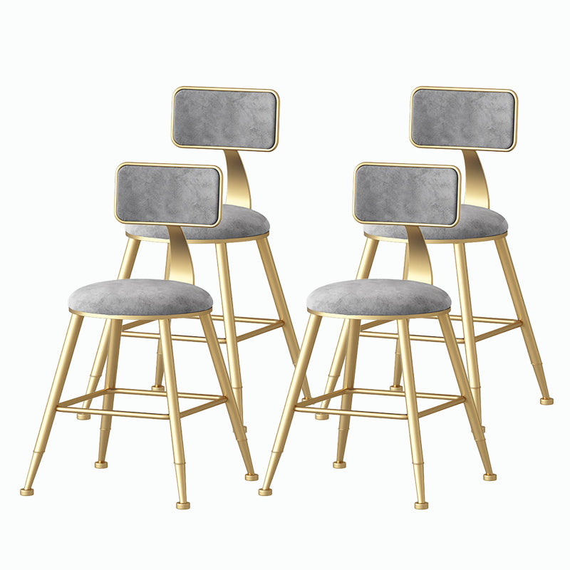 Nordic Style Backrest Counter Stool Iron Cafe Bar Stool with Velvet Cushion and Pedal