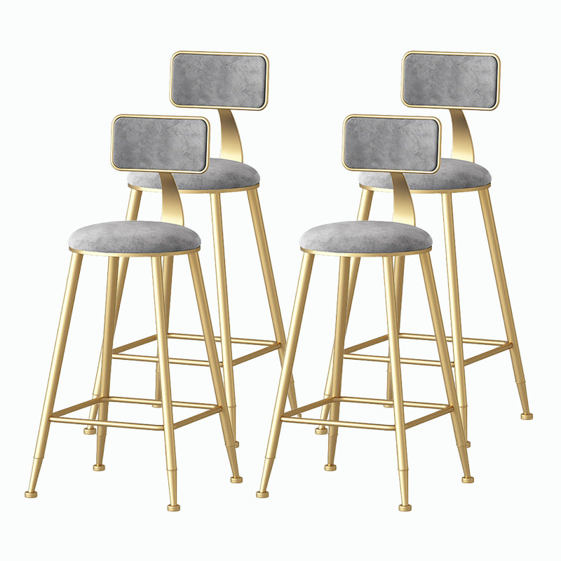 Nordic Style Backrest Counter Stool Iron Cafe Bar Stool with Velvet Cushion and Pedal