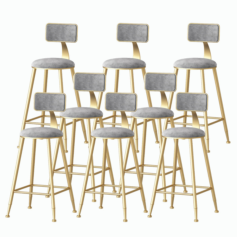 Nordic Style Backrest Counter Stool Iron Cafe Bar Stool with Velvet Cushion and Pedal