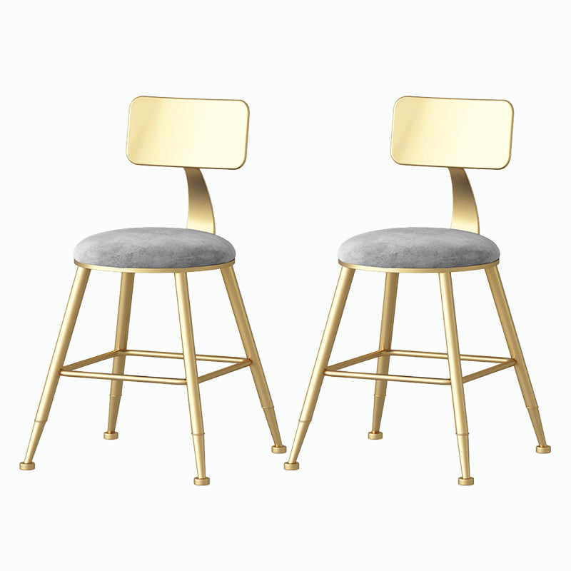 Nordic Style Backrest Counter Stool Iron Cafe Bar Stool with Velvet Cushion and Pedal