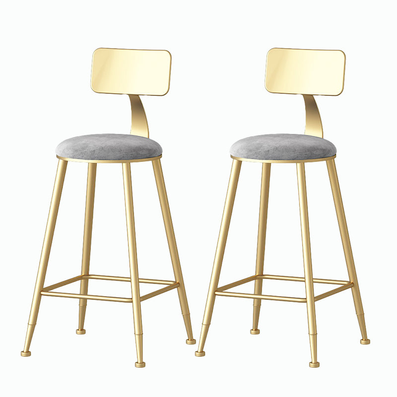 Nordic Style Backrest Counter Stool Iron Cafe Bar Stool with Velvet Cushion and Pedal