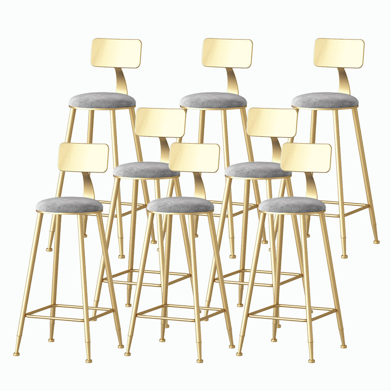 Nordic Style Backrest Counter Stool Iron Cafe Bar Stool with Velvet Cushion and Pedal
