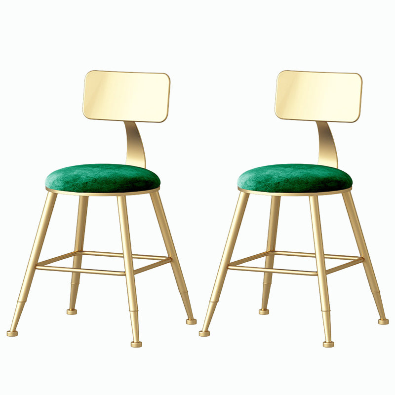 Nordic Style Backrest Counter Stool Iron Cafe Bar Stool with Velvet Cushion and Pedal