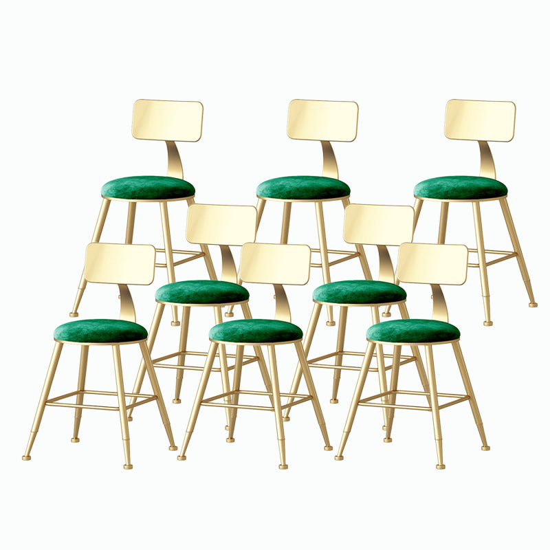 Nordic Style Backrest Counter Stool Iron Cafe Bar Stool with Velvet Cushion and Pedal