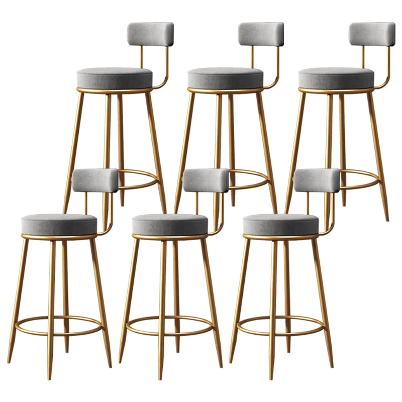 Glam Armless Backrest Counter Stool Iron Dessert Shop Bar Stool with Velvet Cushion