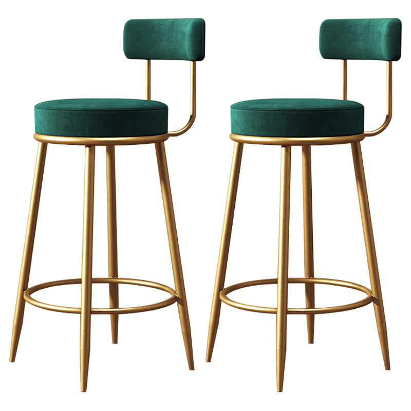 Glam Armless Backrest Counter Stool Iron Dessert Shop Bar Stool with Velvet Cushion