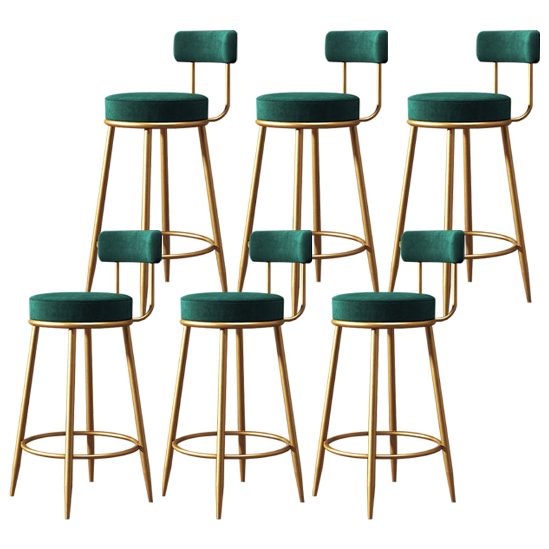 Glam Armless Backrest Counter Stool Iron Dessert Shop Bar Stool with Velvet Cushion