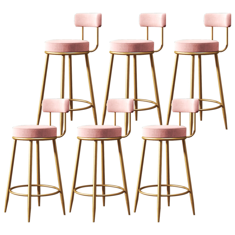 Glam Armless Backrest Counter Stool Iron Dessert Shop Bar Stool with Velvet Cushion