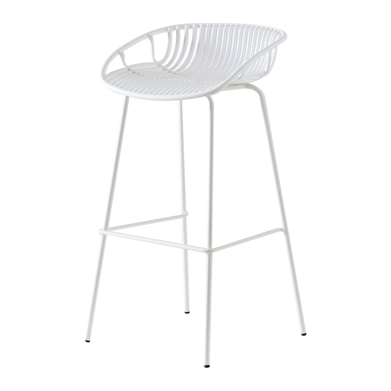 Modern Dessert Shop Low Back Stool Matte Finish Iron Bar Stool