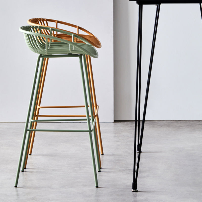 Modern Dessert Shop Low Back Stool Matte Finish Iron Bar Stool