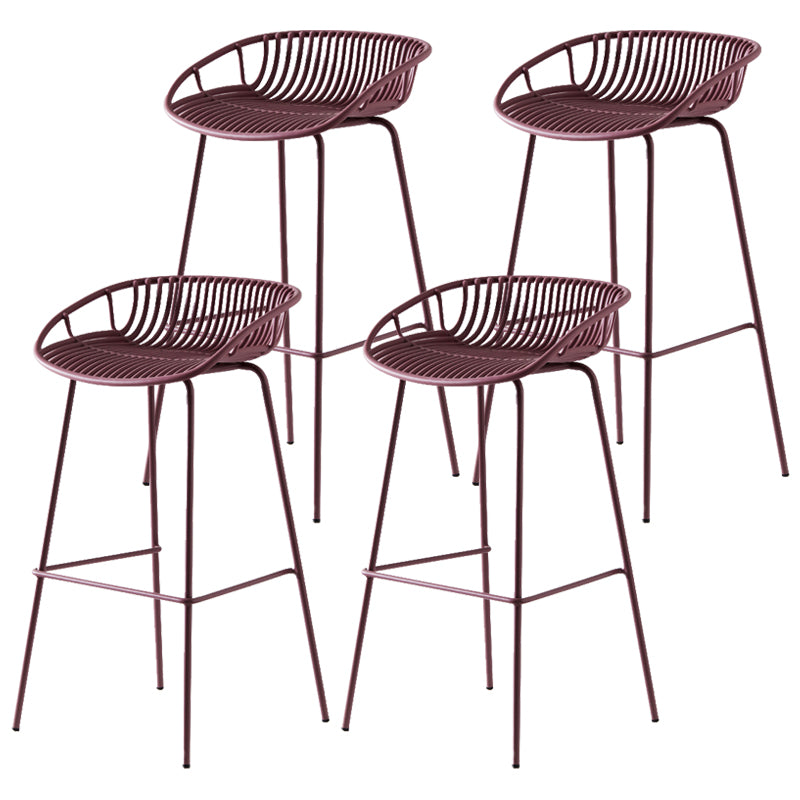 Modern Dessert Shop Low Back Stool Matte Finish Iron Bar Stool