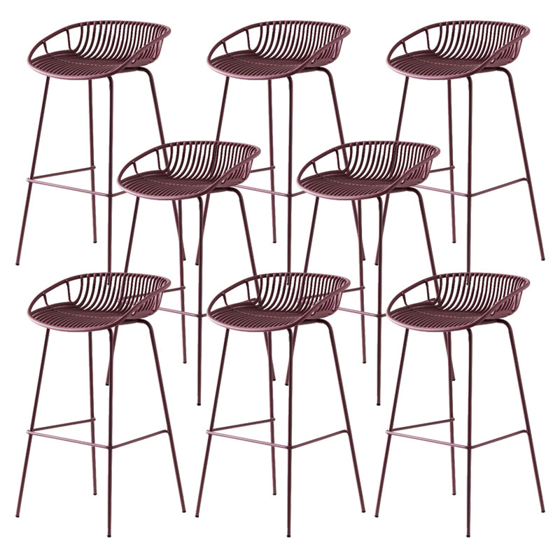 Modern Dessert Shop Low Back Stool Matte Finish Iron Bar Stool