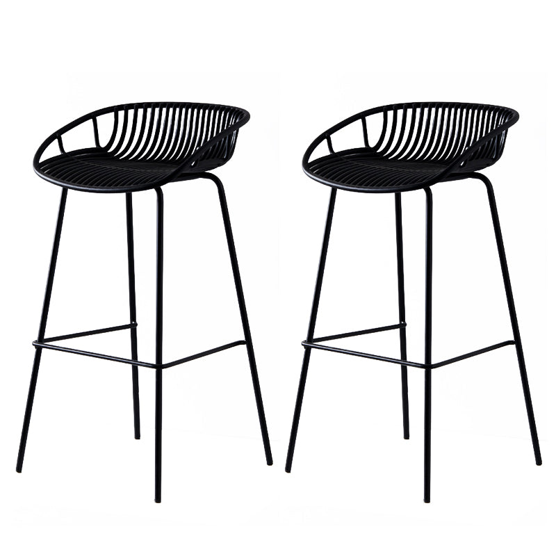 Modern Dessert Shop Low Back Stool Matte Finish Iron Bar Stool