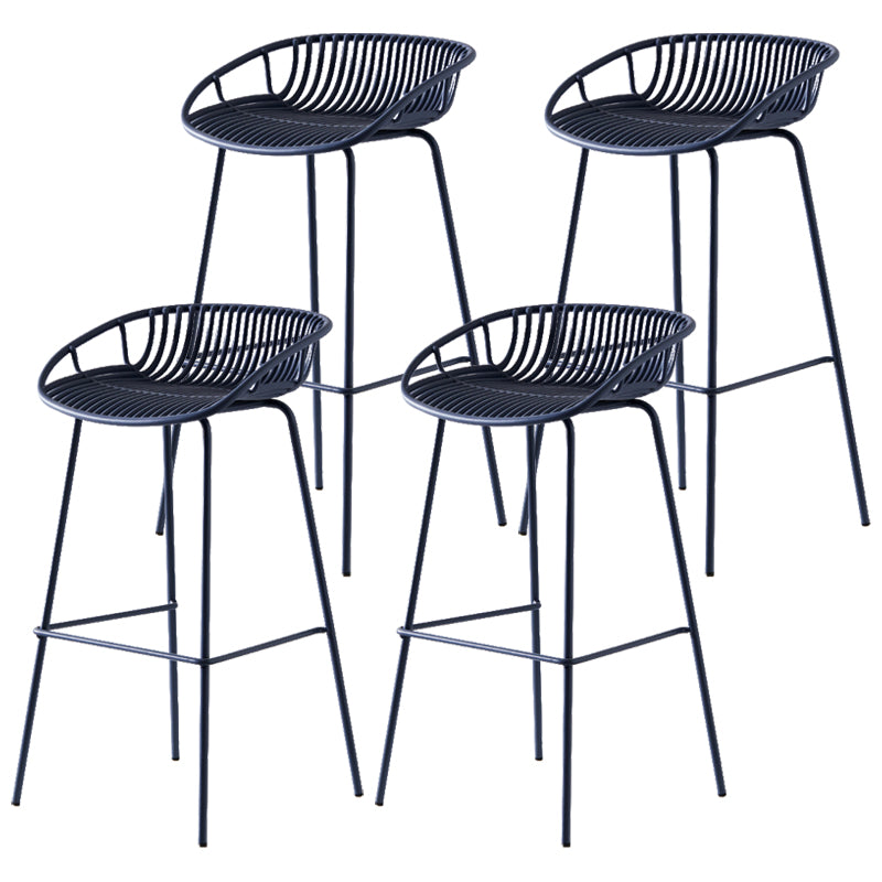 Modern Dessert Shop Low Back Stool Matte Finish Iron Bar Stool