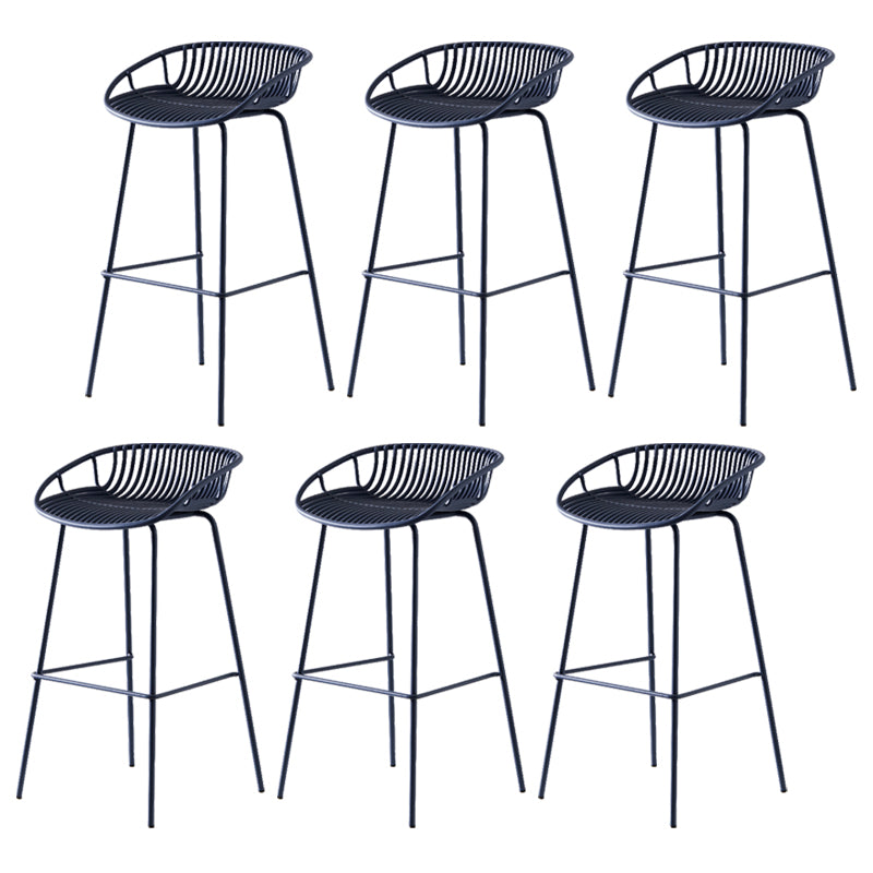 Modern Dessert Shop Low Back Stool Matte Finish Iron Bar Stool