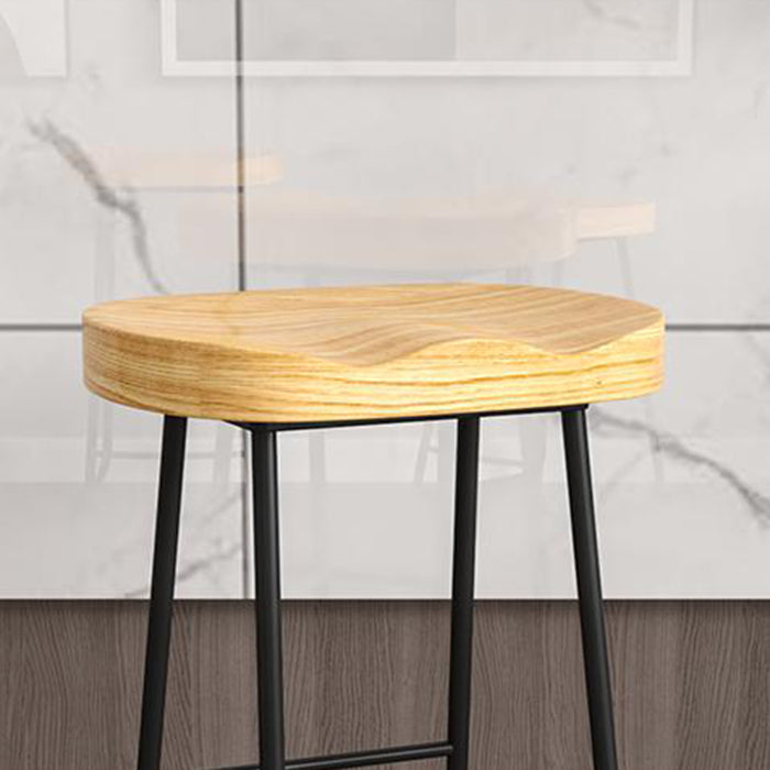 Modern Backrest Counter Stool Iron Milk Tea Shop Bar Stool with Wooden Seat and Pedal