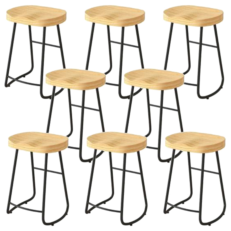 Modern Backrest Counter Stool Iron Milk Tea Shop Bar Stool with Wooden Seat and Pedal