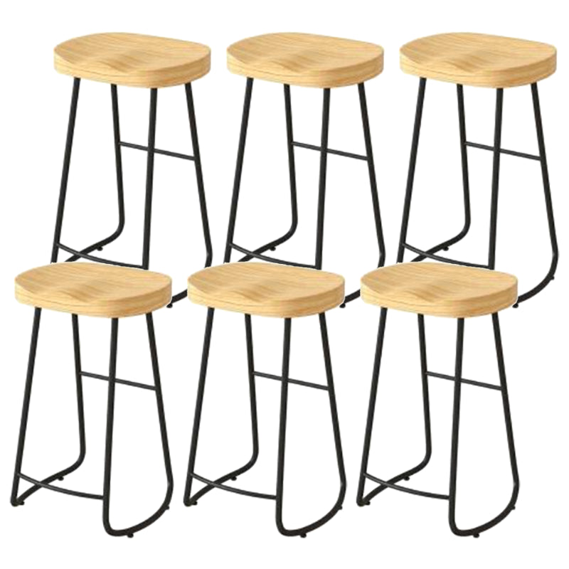 Modern Backrest Counter Stool Iron Milk Tea Shop Bar Stool with Wooden Seat and Pedal