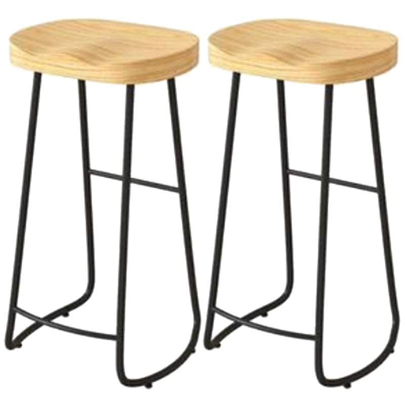 Modern Backrest Counter Stool Iron Milk Tea Shop Bar Stool with Wooden Seat and Pedal