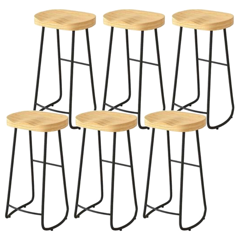 Modern Backrest Counter Stool Iron Milk Tea Shop Bar Stool with Wooden Seat and Pedal