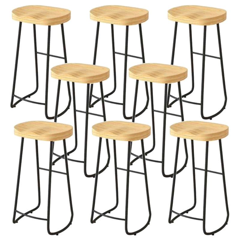 Modern Backrest Counter Stool Iron Milk Tea Shop Bar Stool with Wooden Seat and Pedal