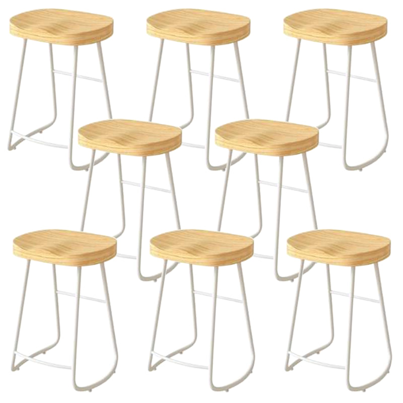 Modern Backrest Counter Stool Iron Milk Tea Shop Bar Stool with Wooden Seat and Pedal