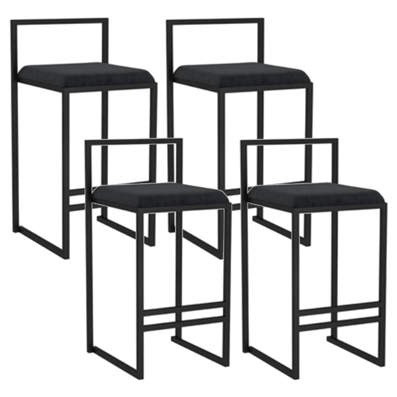 Modern Backrest Armless Counter Stool Iron Kitchen Bar Stool with Velvet Cushion and Pedal