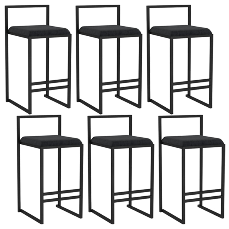 Modern Backrest Armless Counter Stool Iron Kitchen Bar Stool with Velvet Cushion and Pedal