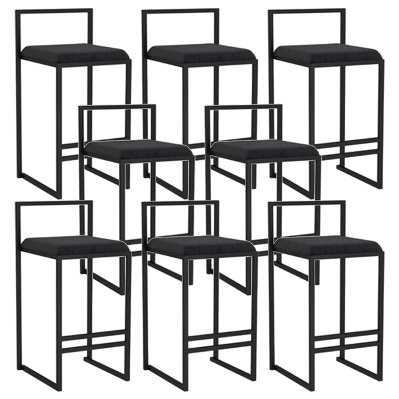 Modern Backrest Armless Counter Stool Iron Kitchen Bar Stool with Velvet Cushion and Pedal