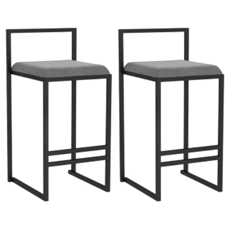 Modern Backrest Armless Counter Stool Iron Kitchen Bar Stool with Velvet Cushion and Pedal