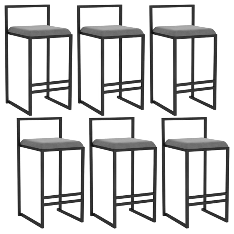 Modern Backrest Armless Counter Stool Iron Kitchen Bar Stool with Velvet Cushion and Pedal