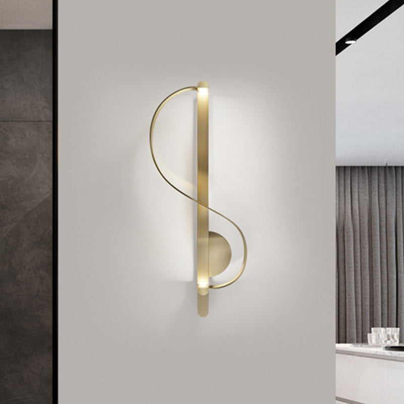 Gold S-Shape Wall Mount Fixture Modern LED Metal Sconce Lighting Fixture for Corner