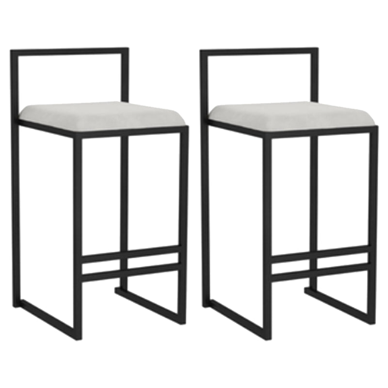 Modern Backrest Armless Counter Stool Iron Kitchen Bar Stool with Velvet Cushion and Pedal