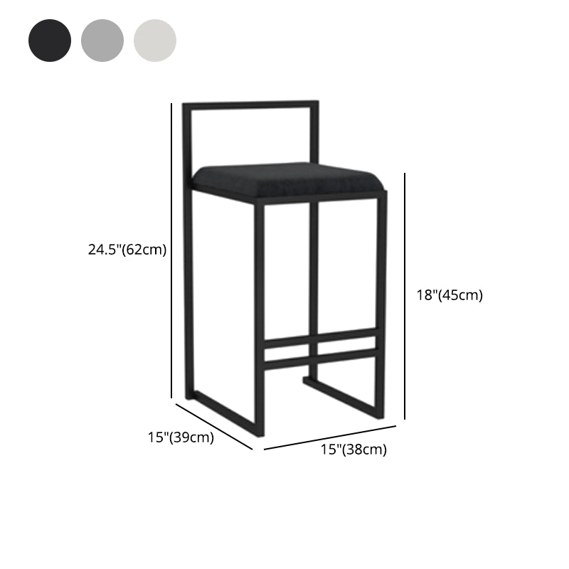 Modern Backrest Armless Counter Stool Iron Kitchen Bar Stool with Velvet Cushion and Pedal