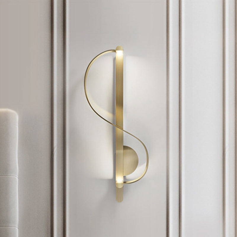 Gold S-Shape Wall Mount Fixture Modern LED Metal Sconce Lighting Fixture for Corner
